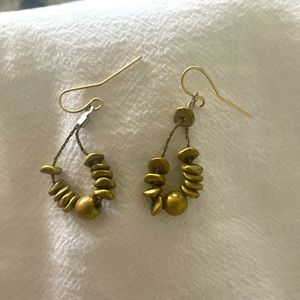 Gold earrings. Drop =1”. Light weight